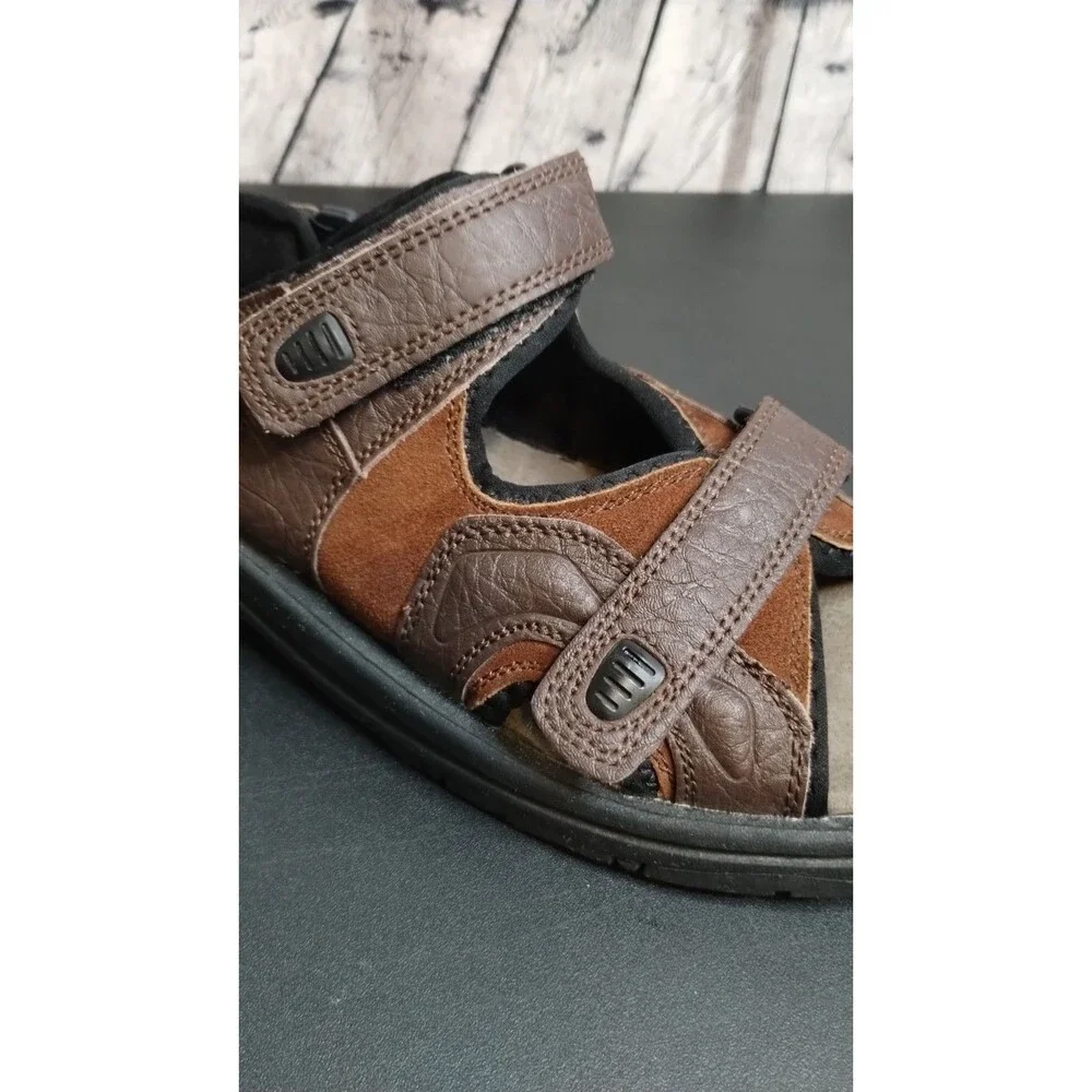 RedHead Men's Brown Leather Sandals w/Hook & Loop Closure - Size 12